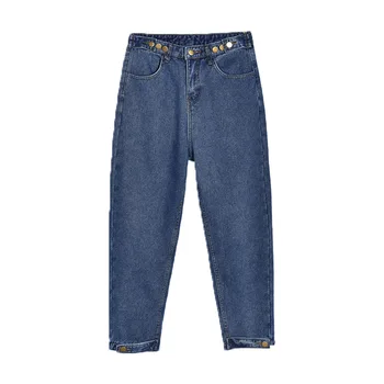 

Nonis Women Harem Loose Straight Jeans Student High Waist Adjustable Spring Slim Boy Friend Denim Pants Daddy Pants 2019 New