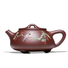 220 мл фиолетовая глина yixing чайник ручная роспись сельская Птица узор НЕОБРАБОТАННАЯ руда горшок Zisha винтажная чайная посуда Чайный набор кунг-фу чайники