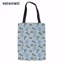 INSTANTARTS прочный большой Tote Bag Пёс из мультфильма печатных белье Бакалея многоразовый мешок складная сумка для девочек леди