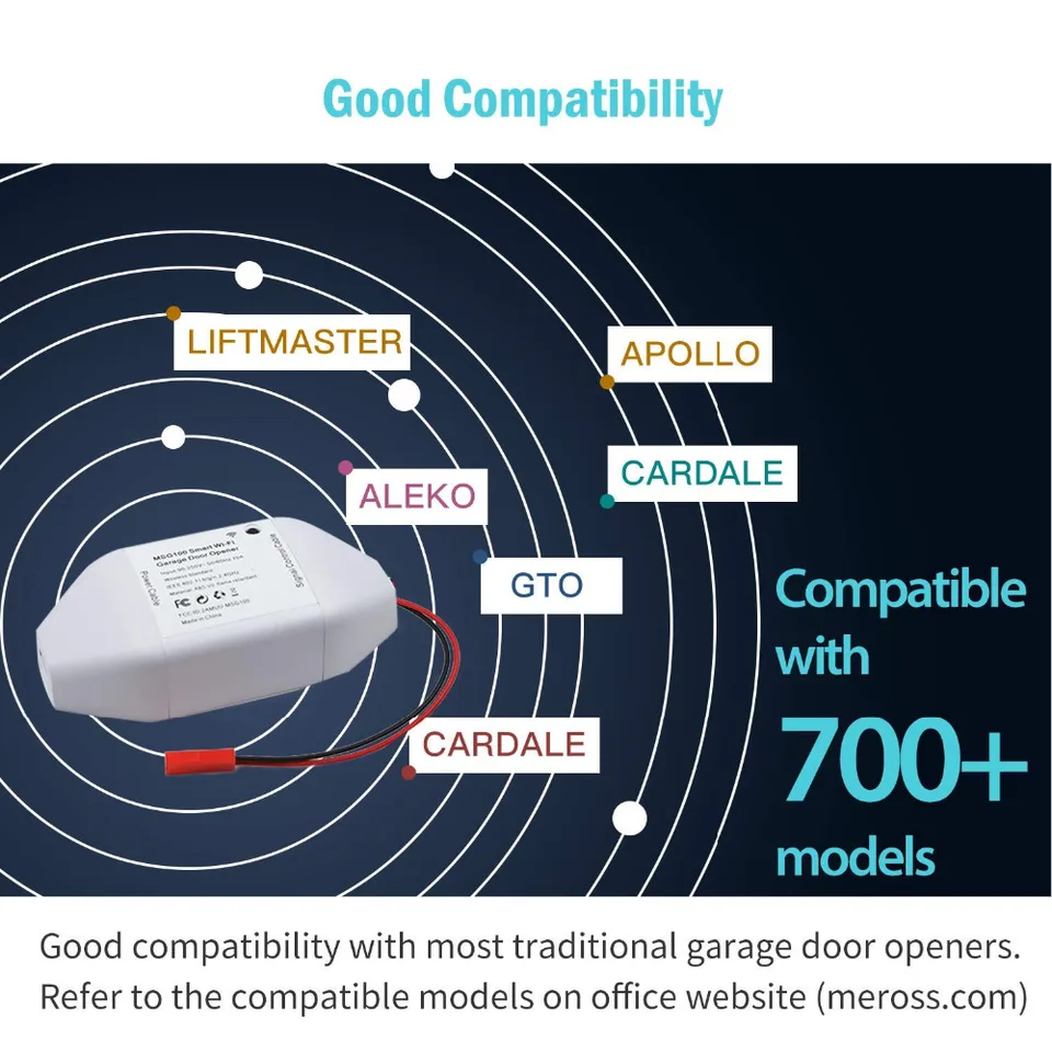 Meross Smart Wi Fi Garage Door Opener App Control Compatible