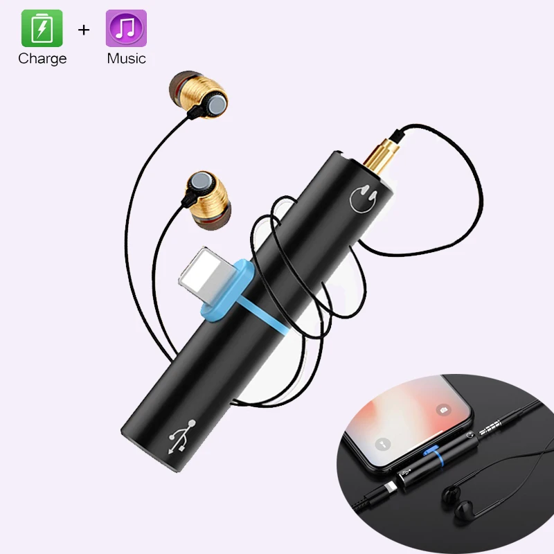 

2 in 1 Adapter For iphone 7 8 plus X 10 For lightning Charging Adapter Cable Audio 3.5mm Music Earphone Adapter Headphone Jack