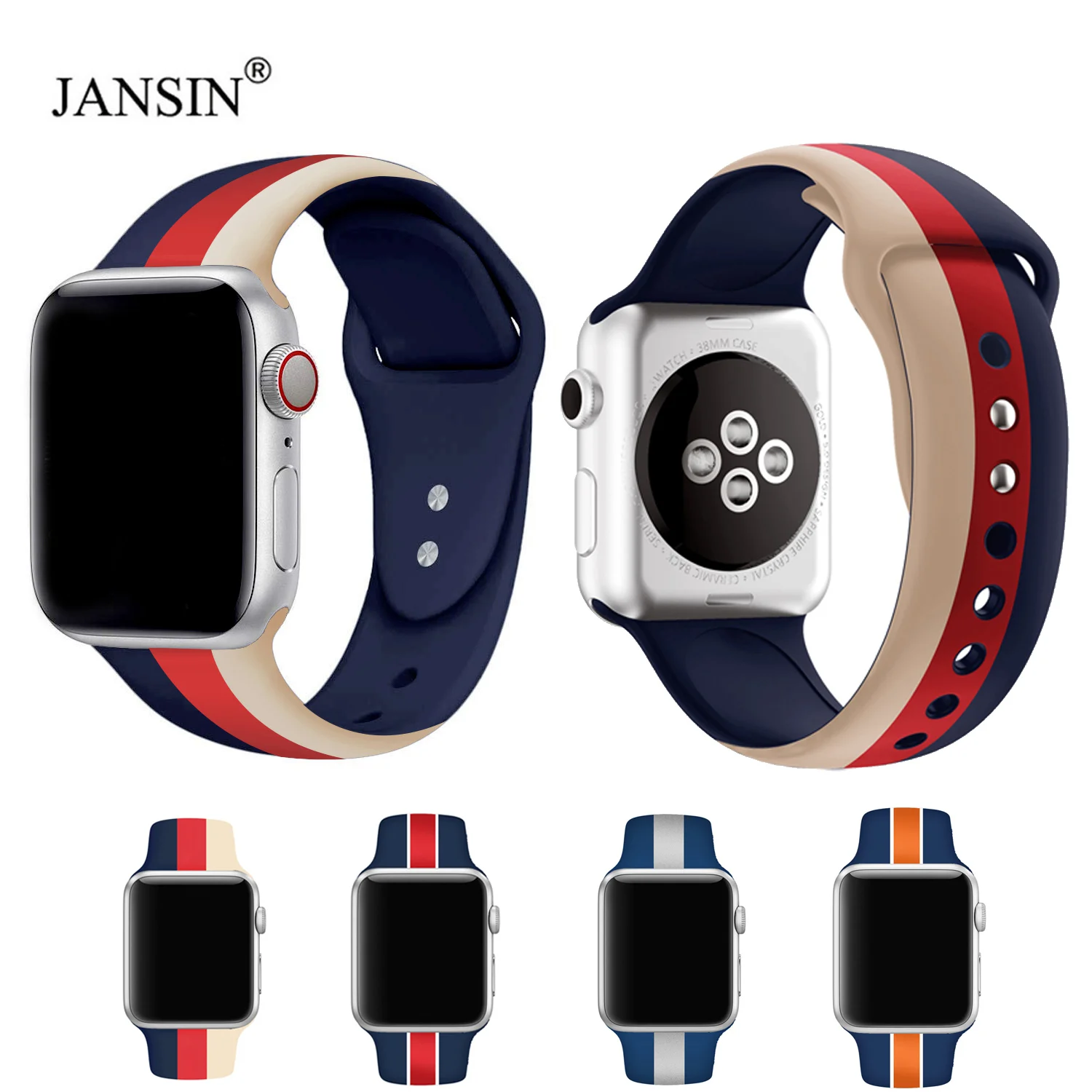 Цветной мягкий силиконовый спортивный ремешок для Apple Watch 38 мм/42 мм/40 мм/44 мм на