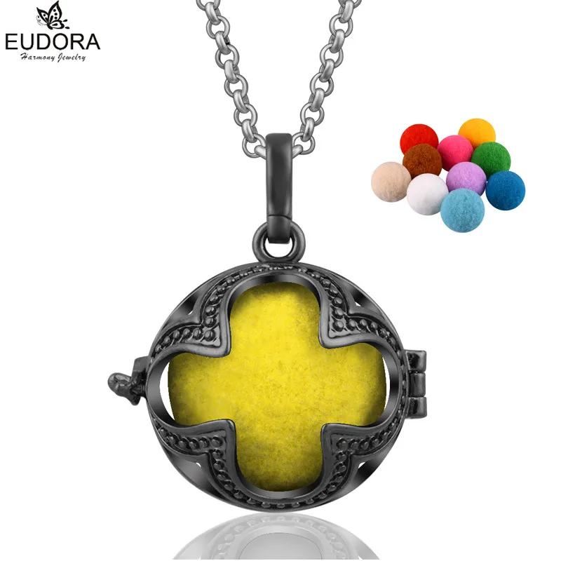 

Eudora Angel Caller Aromatherapy Diffuser Locket Essential Oil Perfume Necklace DIY Maternity Jewelry Gift With Pompon Ball