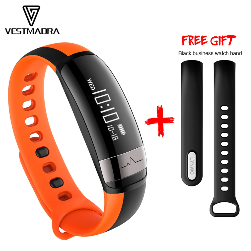 VESTMADRA Smart Wristband Heart Rate Monitor Waterproof Pedometer Smart Bracelet Blood Pressure Fitness Tracker for Android