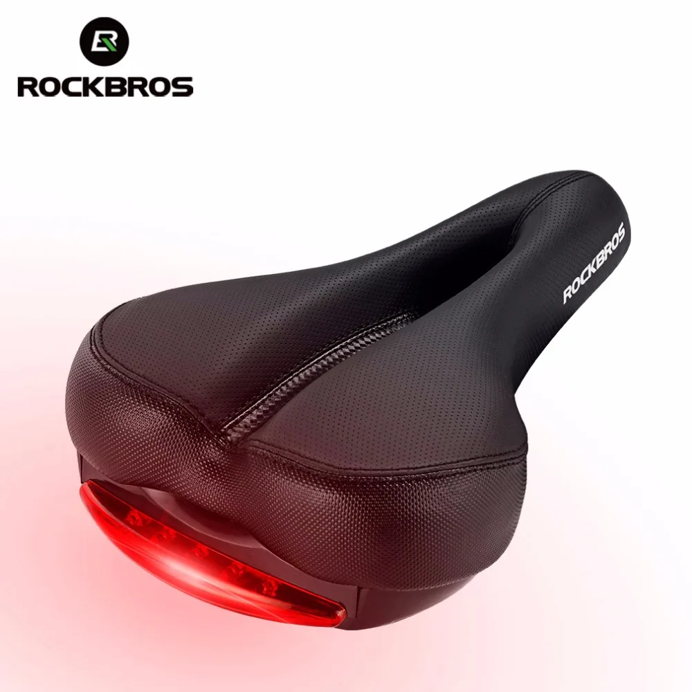 

ROCKBROS Leather Saddle Rail Hollow Soft MTB Bicycle Saddle Taillight Cushion Bike Bicycle Part Front Seat Mat Cover 2 Styles