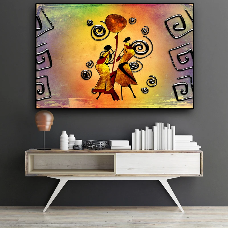 

AbstractWoman Dance African Art Figure Oil Painting on Canvas Posters and Prints Cuadros On the Wall Art Picture for Living Room