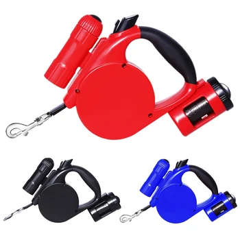

New Outdoor Walking Dogs Supplies Automatic Retractable Extending Leash, LED Lights Light Red/Black/Blue