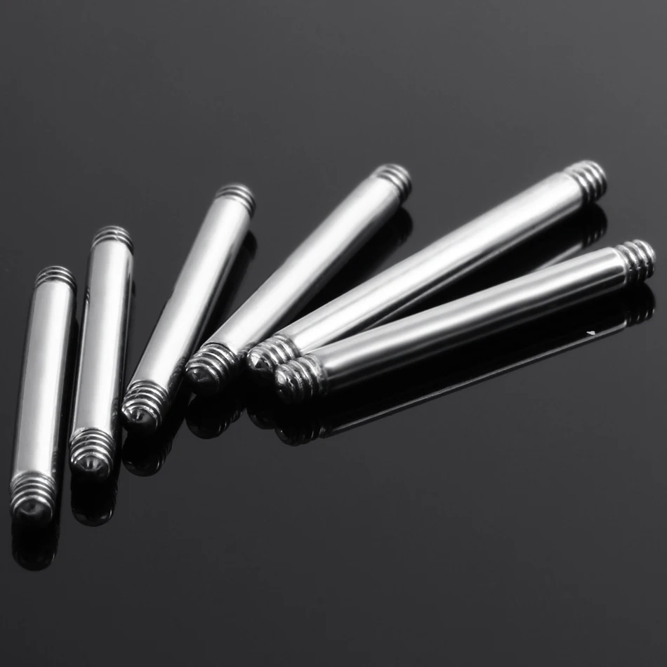 50pcs/lot 14G Solid Titanium Straight Barbell Ring Bar Piercing Replacement Accessories 6mm-40mm Post Only No Ends Earring Studs