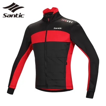 

Santic Winter Cycling Jacket Men Long Sleeve Road Mountain Bike Thermal Jacket 2018 Fleece Windproof Bicycle Jacket Wind Coat