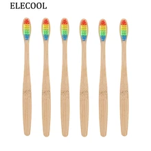 20 шт. отбеливающие полоски для зубов/10 шт. взрослых охраны окружающей среды Радуга Цвет бамбуковой ручкой мягкой щетиной деревянный Зубная щётка