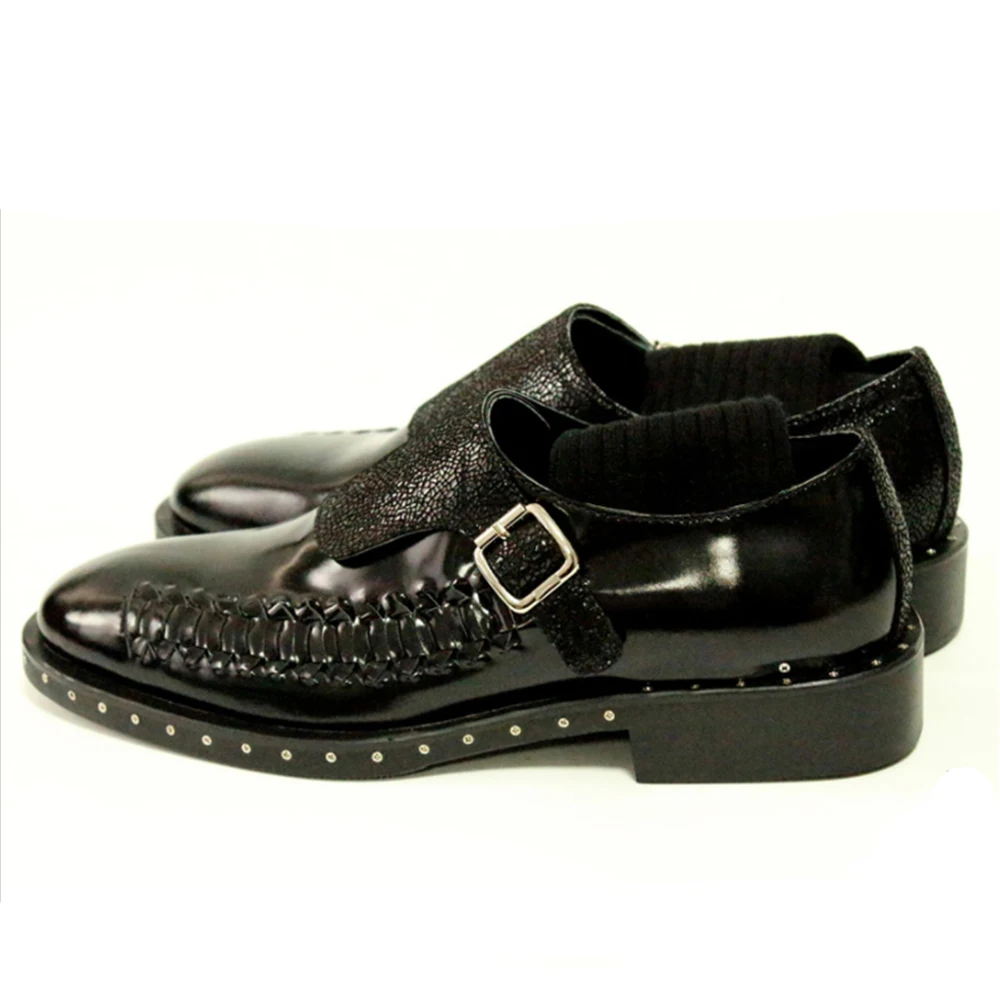 Compilado Vestir Negro De Oxford Hombres Hombre A Superior Mano Zapatos Cuero Vise Hechos Espirales Para UAxASF8