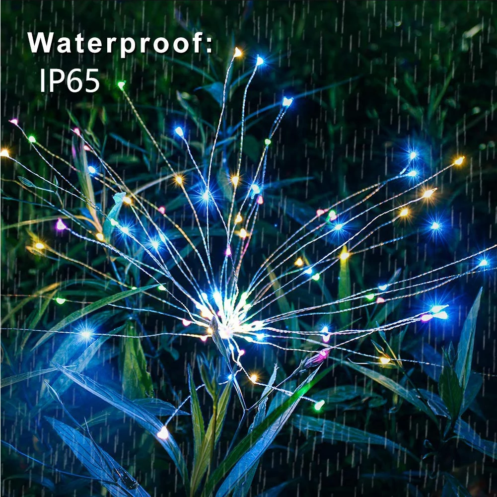 

Fireworks Decorative Landscape Light Flowers Garden Two Modes Backyard Anti Shock Safe Flexible Outdoor DIY Party Solar