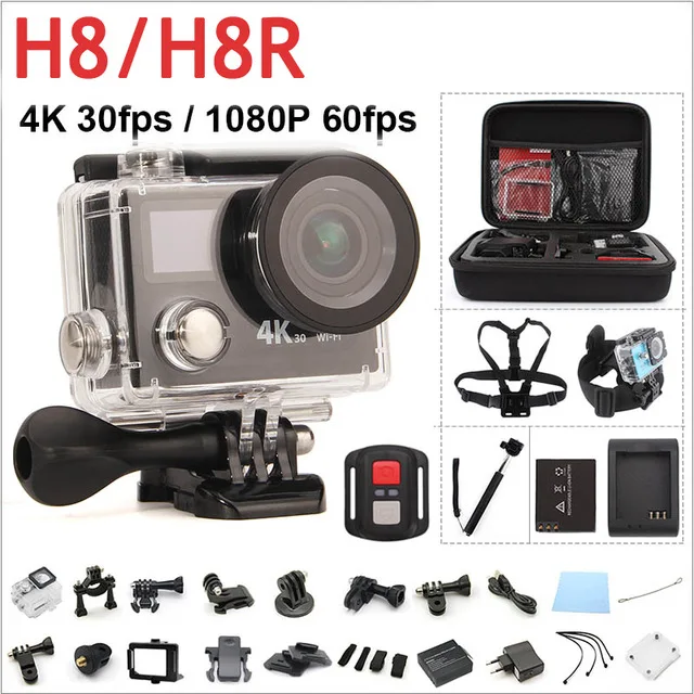  Action camera H8 / H8R VR360 ultra 4K / 30fps WiFi 2.0"Dual LCD Remote Controller pro Helmet Cam go waterproof sport camera 