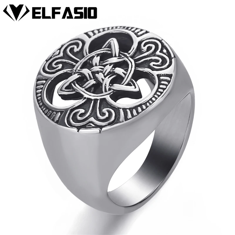 Mens Boys Silver Celtic knot Magic 316L Stainless Steel Ring Biker Fashion Jewelry