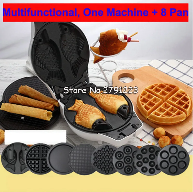 

Free ship electric waffle maker portable egg waffle maker 220v multifunctional breakfast maker with 4 type pans