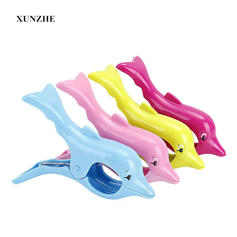 2PCS Stronging Plastic Cute Dolphin Clips Beach Towel Clamp To prevent