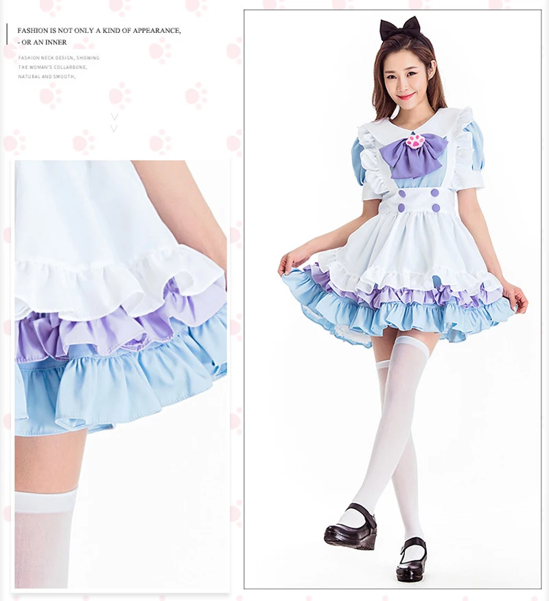Maid Costume with Cat claw Bowknot Alice Cosplay Lolita Costumes  (2)