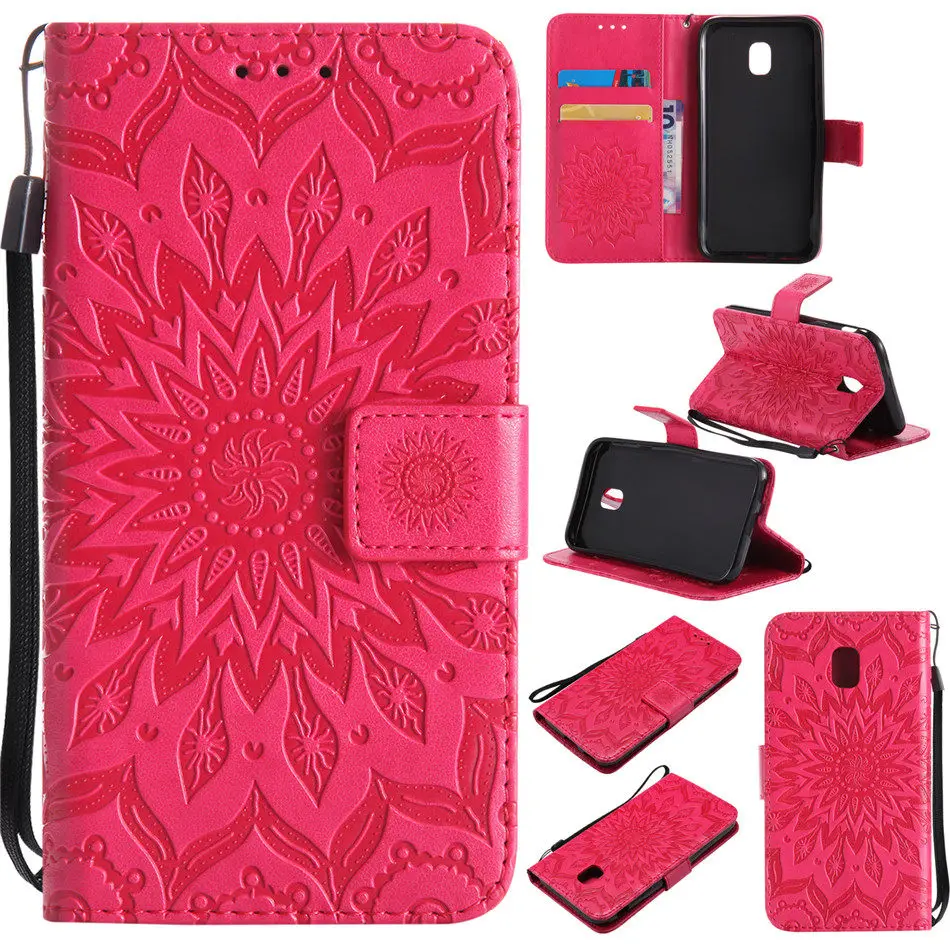 Кожаный чехол с подсолнухом для Capa Samsung A8 Plus 2018 A5 A3 2016 Galaxy S9 S5 Mini J3 J5 J7 2017 чехлы A310 A320