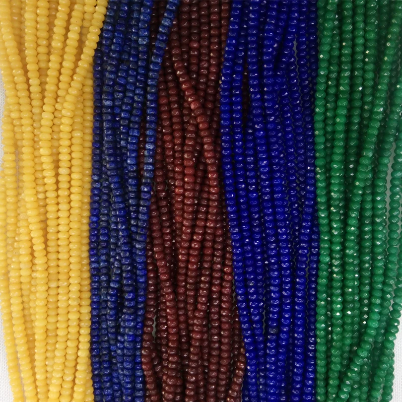 

5*8mm Natural Stone Blue Sapphires Emeralds Burgundy Rubies Yellow Jades Lapis Lazuli Wheel Bead for Bracelet Necklace Jewelry