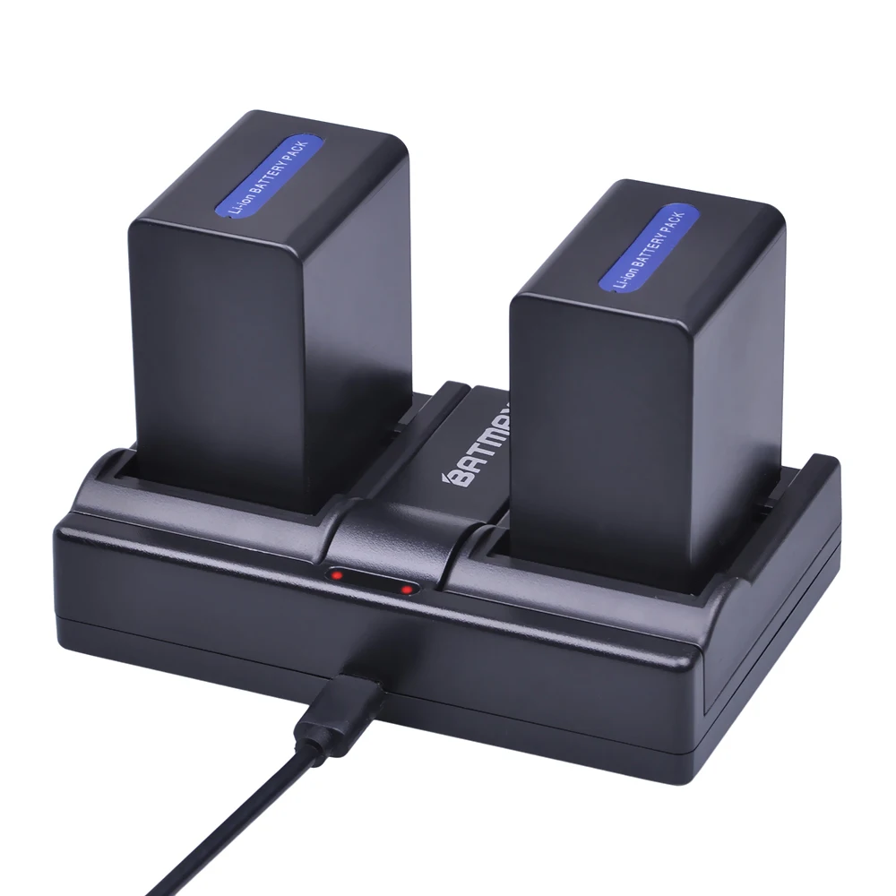2Pcs 4500mAh NP FH100 NP FH100 Battery USB Dual Charger for Sony DCR SX40 SX40R SX41
