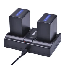 2Pcs 4500mAh NP FH100 NP FH100 Battery USB Dual Charger for Sony DCR SX40 SX40R SX41