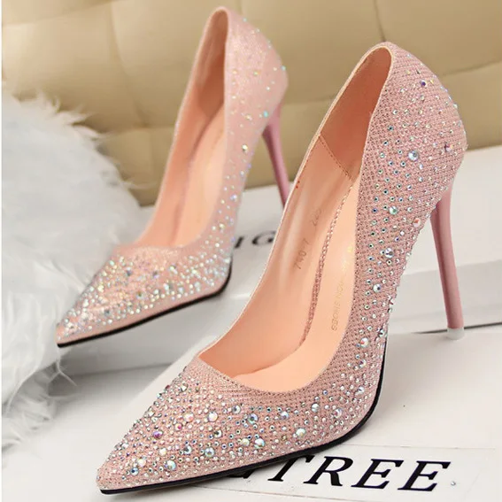 pink sparkly high heels