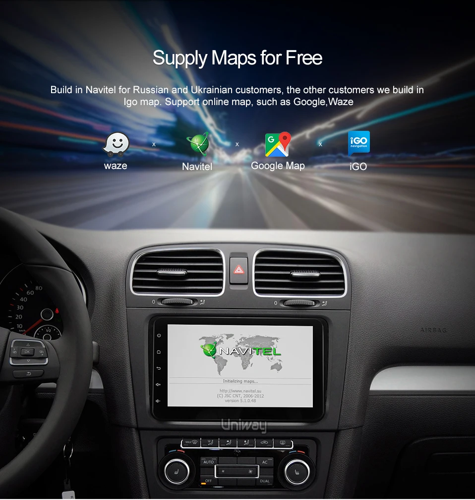 Excellent Uniway 9.0 Car DVD 2 din GPS radio stereo player for Volkswagen VW golf 6 passat b6 B7 Touran polo Tiguan  skoda octavia car dvd 26