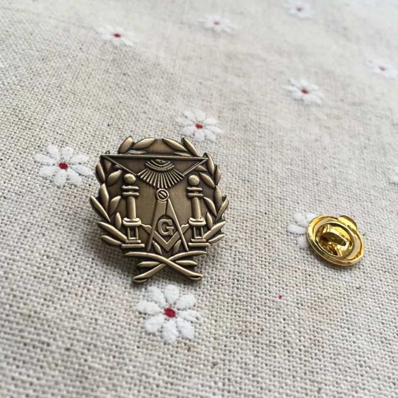 10 шт. оптовая продажа масонский венок двойной столбец отворот булавка freemasonry