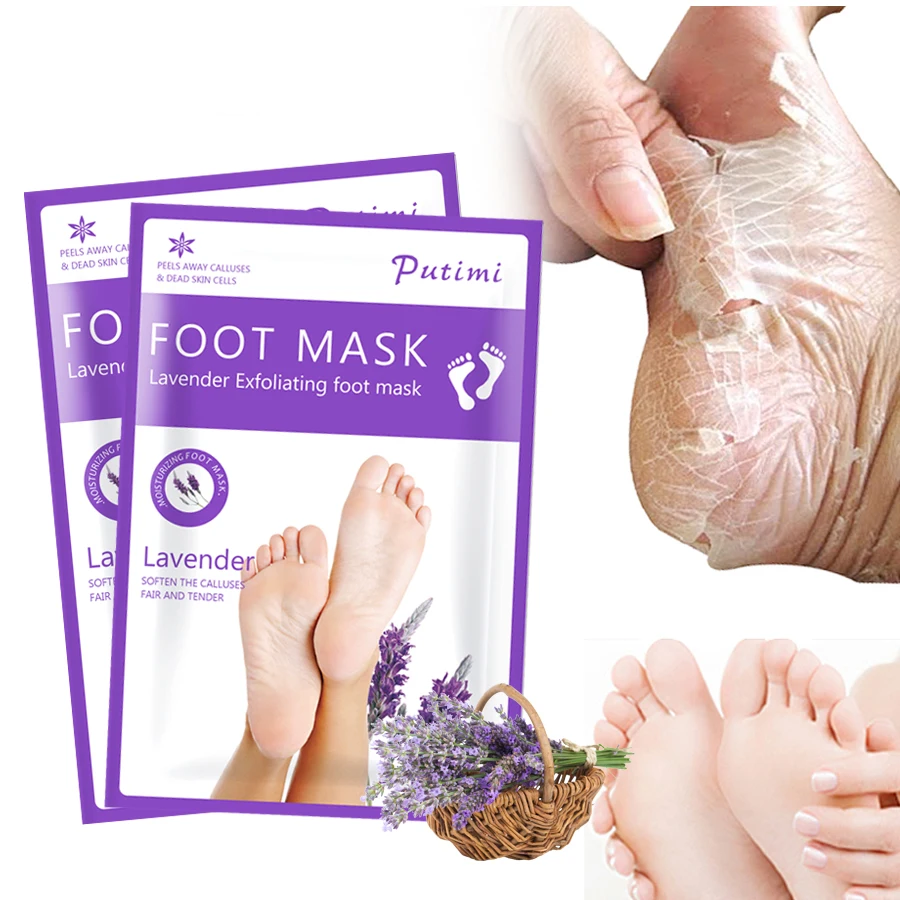 

1Pack=2Pcs Lavender Exfoliating Foot Mask Whitening Feet Peel Mask Dead Skin Remover Moisturizing Pedicure Socks Foot Skin Care