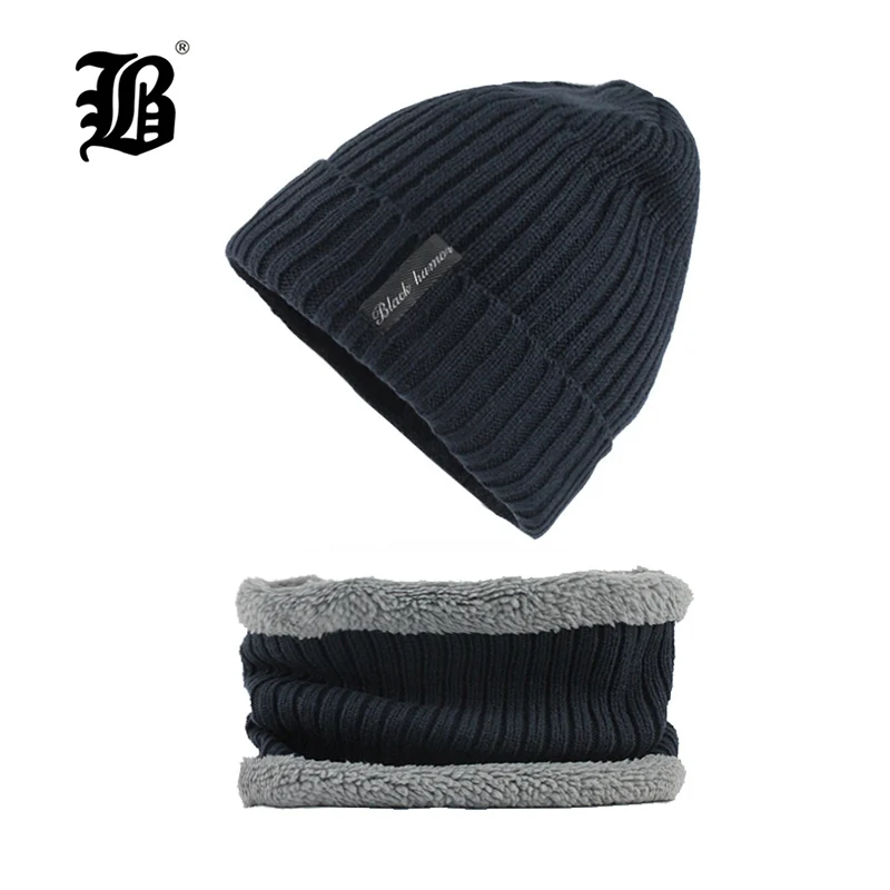 

[FLB] Winter Beanies Men Scarf Knitted Hat Caps Mask Gorras Bonnet Warm Baggy Winter Hats For Men Women Skullies Beanies F18006
