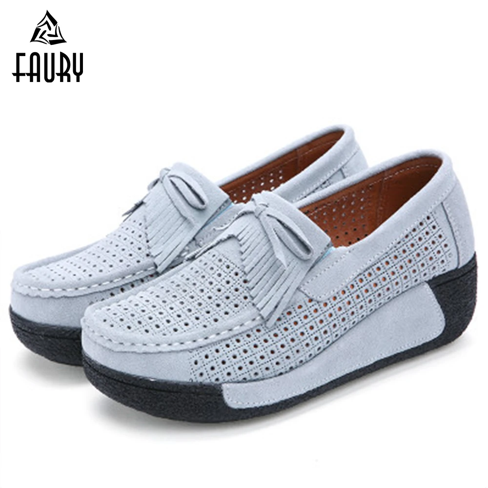 

Summer Nurse Shoes Medical Pharmacy Super Soft Leather Wedge Female Hollow Work Hole Surgical Breathable Scrub Cosmetologist