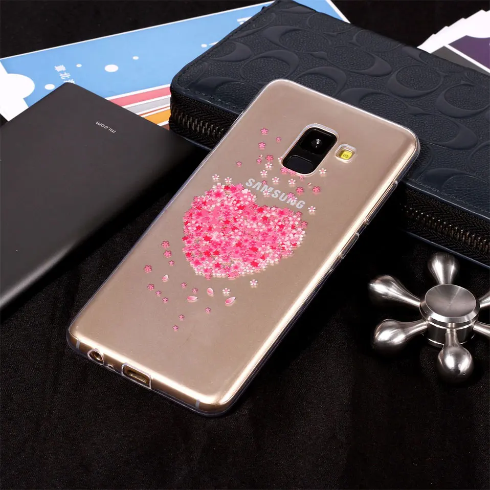 Cherry blossoms Back Cover For Samsung A8 A6 2018 TPU Phone case A3 A5 2017 plus Funda couqe |
