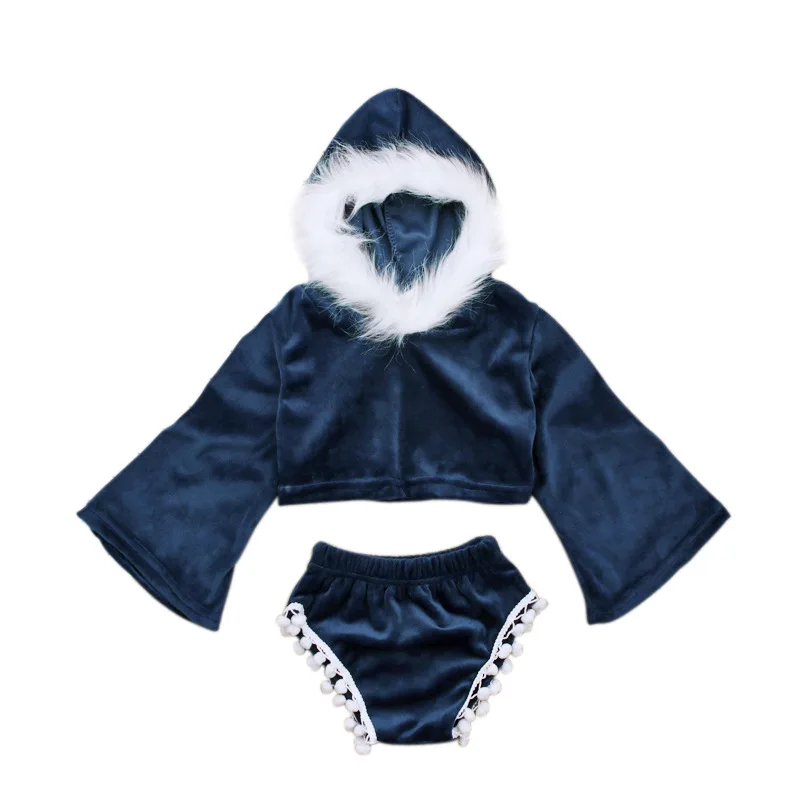

Spring Kids Clothes Girls Flare Sleeve Velvet Hooded Outerwear 2 PCS Baby Girl Clothes Roupas Infantis Menina 2-6 Years D0693