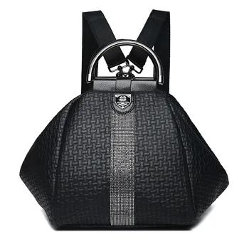 

QINRANGUIO Leather Backpack Women 2020 Fashion School Bags for Teenage Girls Women Backpack Large Capacity Black Backpack Female