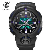 OHSEN модные спортивные часы цифровые часы мужские синие наручные резиновый ремешок для часов водонепроницаемые мужские часы relogio masculino кварцевые часы