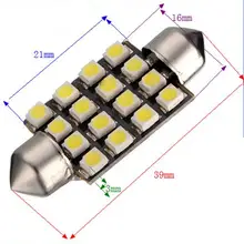 10X) 10 * Белый салона Купол C5W SMD 16 светодиодная гирлянда лампа 39 мм 12 В Новый