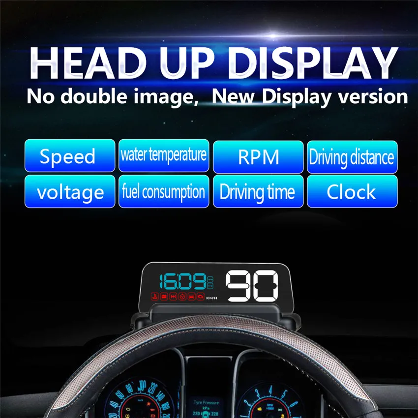 GEYIREN C500 OBD2 HUD автоматический дисплей с зеркалом ELM327 автомобильный скоростной проектор измеритель скорости автомобильный детектор KMH MPH RPM топливо 40