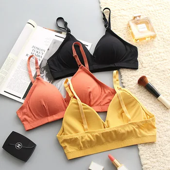 

SP&CITY France Simple Colored Active Seamless Bra Soft Breathable Sexy Wire Free Bra Solid Triangle Cup Brassiere Lingerie