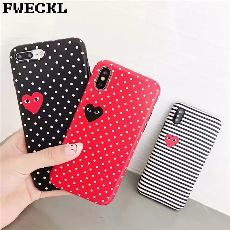 

Japan tide brand CDG PLAY Comme des Garcons Loving eyes case cover for iphone 8 plus 6 6S 7 plus X XR XS MAX Silicone phone case