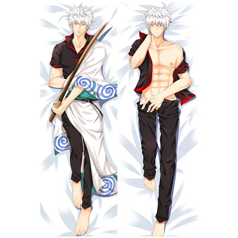 Аниме "гинтама" наволочка Sakata Gintoki Dakimakura Чехол для крутых мальчишек 3D двухсторонняя постельное белье облегающие жизнь тела подушку Чехол gt02a - Цвет: Peach skin