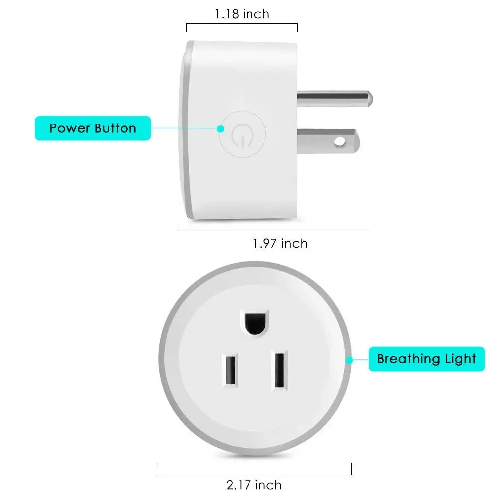 Smart США Великобритания ЕС Plug Wi-Fi управление таймер розетка с выключателем Smart Outlet RGB светодиодный свет голос управление работать с Alexa Google IFTTT