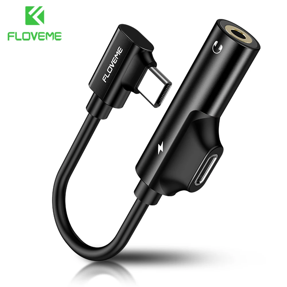 

FLOVEME 2 in 1 USB Type C to 3.5mm Headphone Jack Adapter For Samsung Huawei P20 Pro Aux Audio Charger Adapter For Xiaomi 6 mi 8