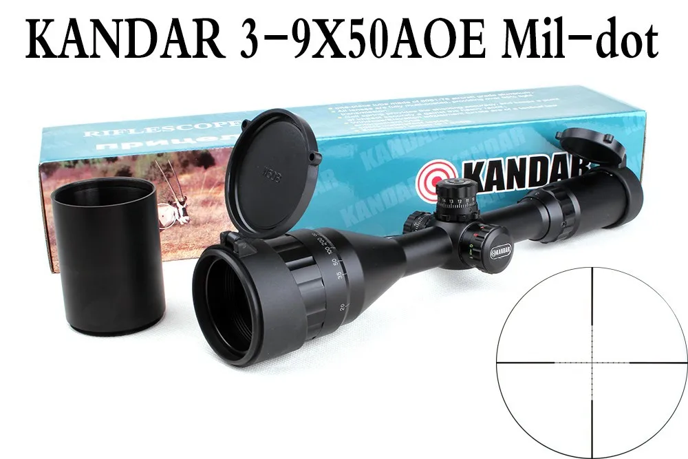 KANDAR 3-9x50 AOE Mil-dot Сетка RifleScope блокировка, сброс полный размер Охотничья винтовка прицел тактический оптический прицел