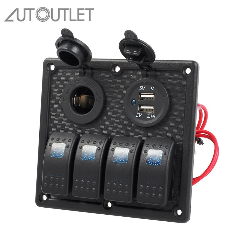 Авторозетка 4 клавиши 12 24 В двойной USB Водонепроницаемый Автомобильный морской