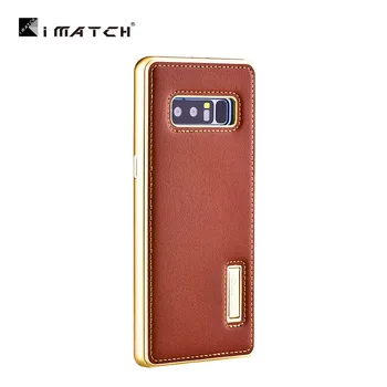 

Original Imatch Case For Samsung Note 8 Luxury Genuine Leather Case & Aluminum Metal Bumper Back Cover For Samsung Note 8 N9500