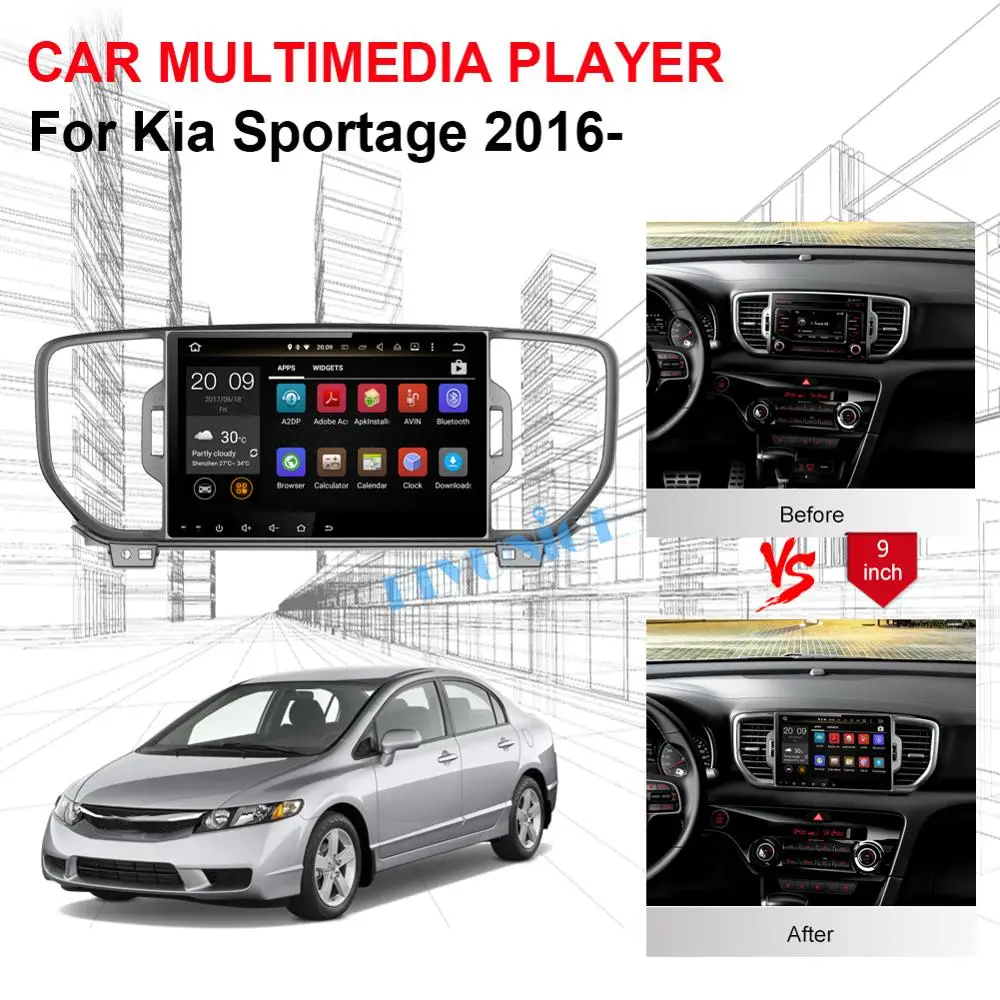 Sale 9 Inch Android 8.0 IPS Screen Car Radio Stereo GPS Navigation Head Unit For Kia Sportage 2016 Up Car Video Multimedia Player 2 Sale 9 Inch Android 8.0 IPS Screen Car Radio Stereo GPS Navigation Head Unit For Kia Sportage 2016 Up Car Video Multimedia Player 2