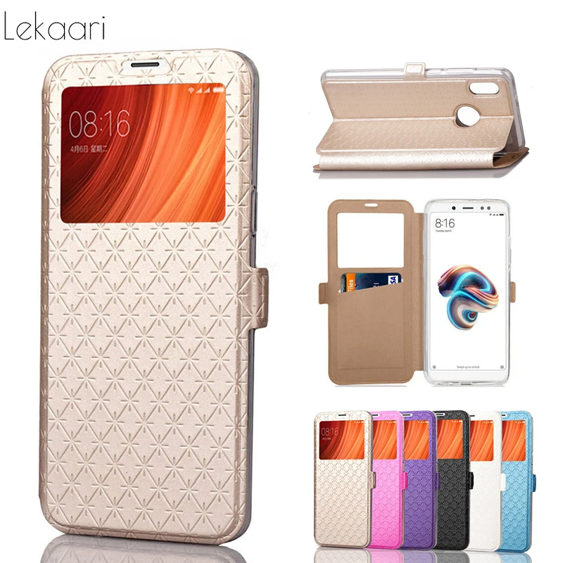 

Xiaomi Redmi Note 5 Pro Case Luxury Ultra-thin View Window Leather Flip Cover Case Xiomi Redmi Note5 Pro Note 5 Coque Funda