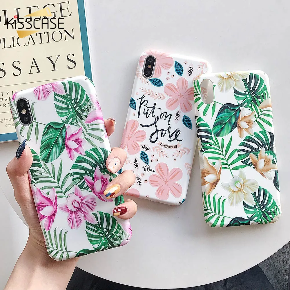 

KISSCASE Luminous Patterned Phone Case For iPhone XR X 7 8 6S 6 Plus Floral Hard Back Case For iPhone 8 7 XS Max XR XS X Funda