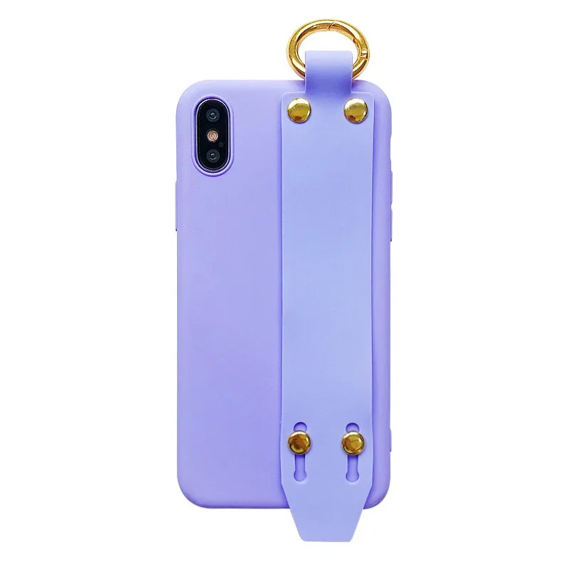 LUDI Wrist Grip Belt Strap Phone Case for iPhone 7 Case for iPhone X 6 6S 7 8 Plus Soft Silicon Plain Retro Matte Phone Covers  01_1