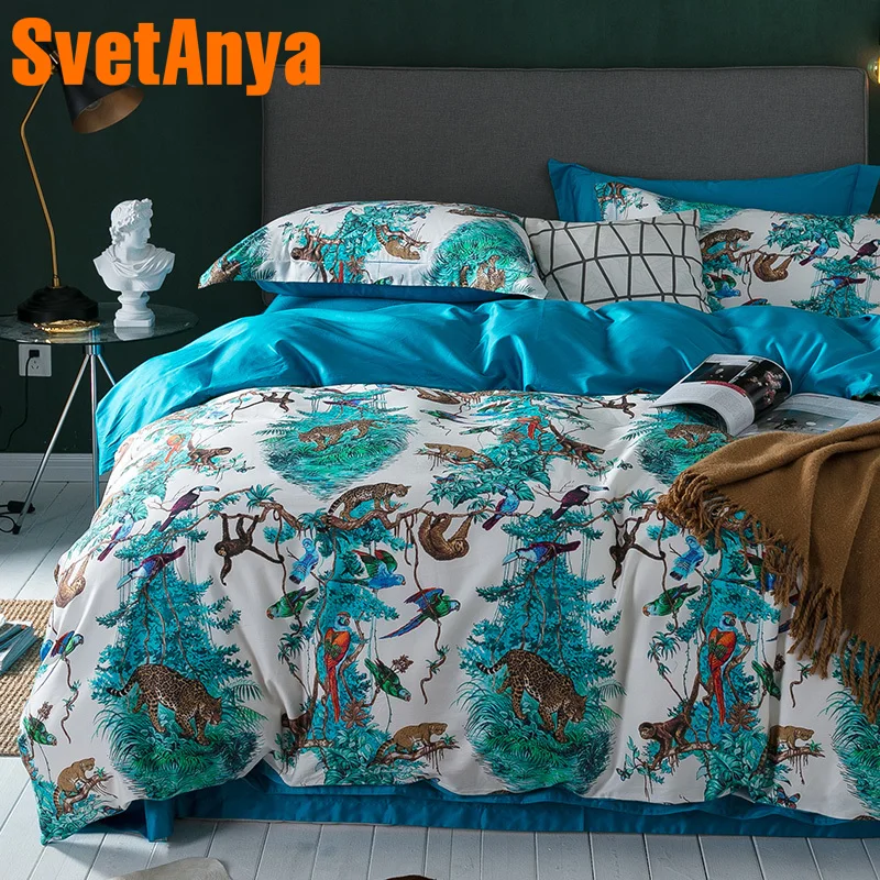 

Svetanya Zoo Print Bedding Sets Egyptian Cotton Bedsheet Pillowcases Duvet cover set Twin Queen King Double Size